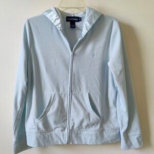 Ralph Lauren Polo Girls Zip-Up Hooded Lightweight Jacket Light Blue -Size Medium